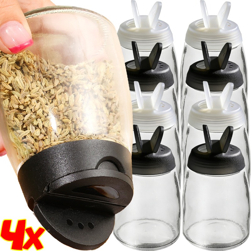 Kitchen Gadgets Store - 4/2Pcs Glass Seasoning Bottle with Shaker