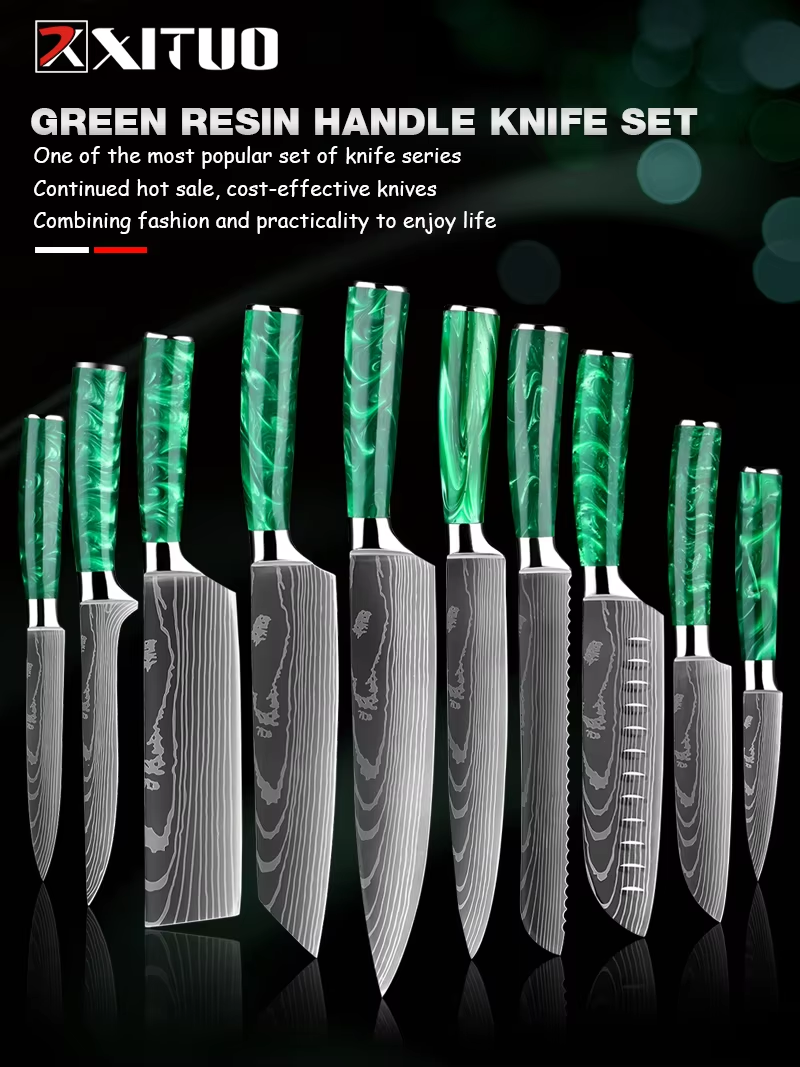 XITUO 1-10 PCS Kitchen Knives  - Kitchen Gadgets Green incelemesi ve fiyatı