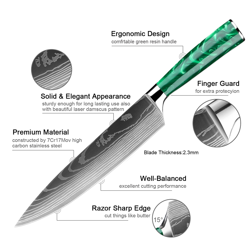 XITUO 1-10 PCS Kitchen Knives  - Kitchen Gadgets Green incelemesi ve fiyatı