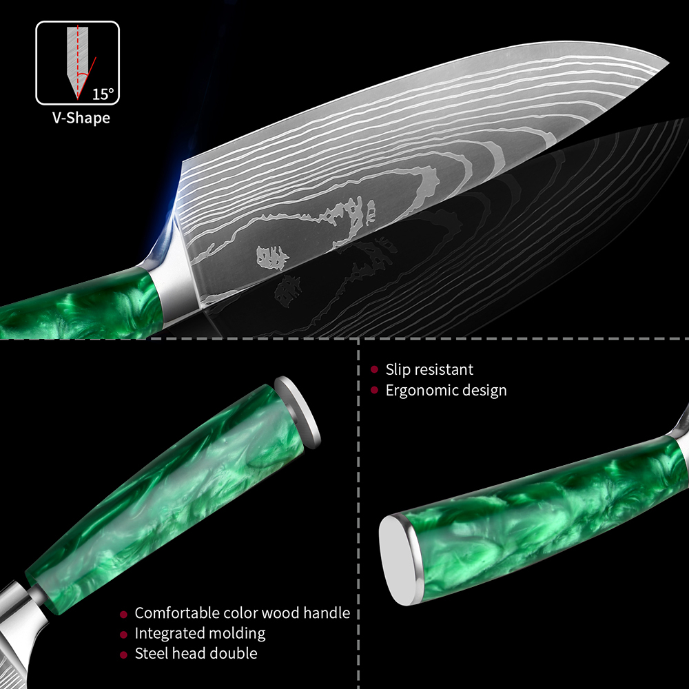 XITUO 1-10 PCS Kitchen Knives  - Kitchen Gadgets Green incelemesi ve fiyatı