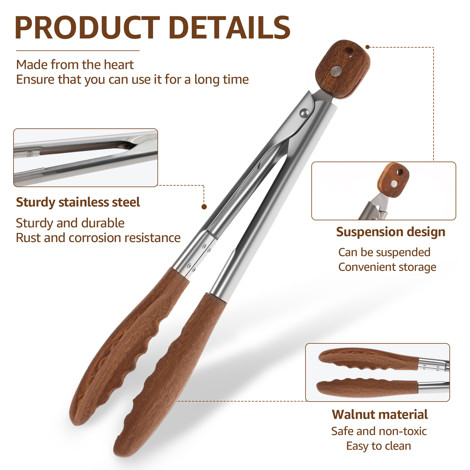 2/3 Pcs Food Tongs Walnut Wood - Kitchen Gadgets Sale incelemesi ve fiyatı