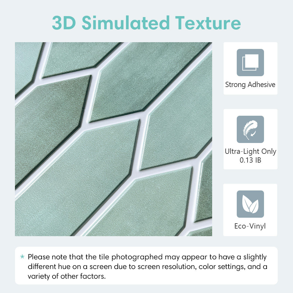 1/10pcs 3D Tile Sticker, Self- - Kitchen Gadgets Green incelemesi ve fiyatı
