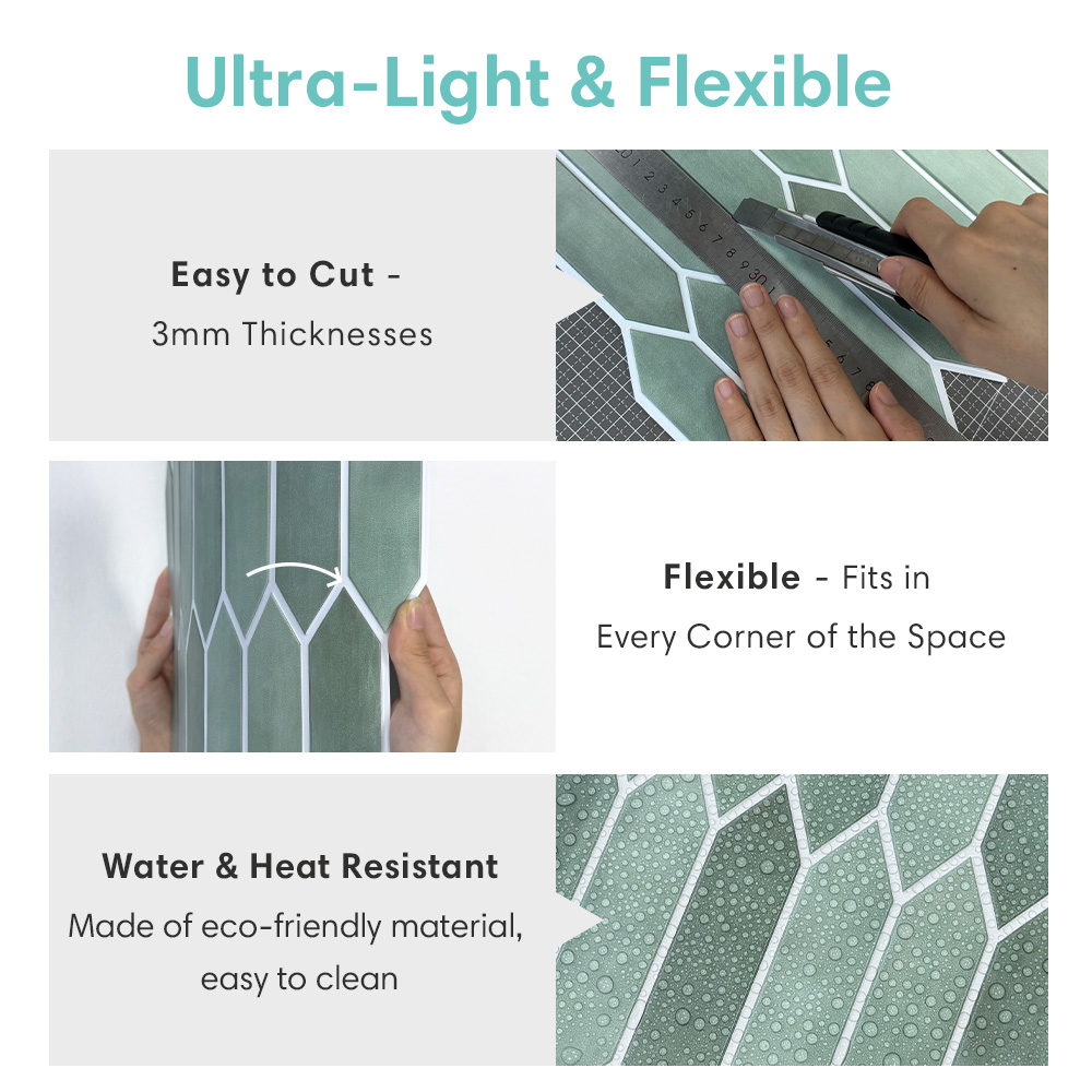 1/10pcs 3D Tile Sticker, Self- - Kitchen Gadgets Green incelemesi ve fiyatı