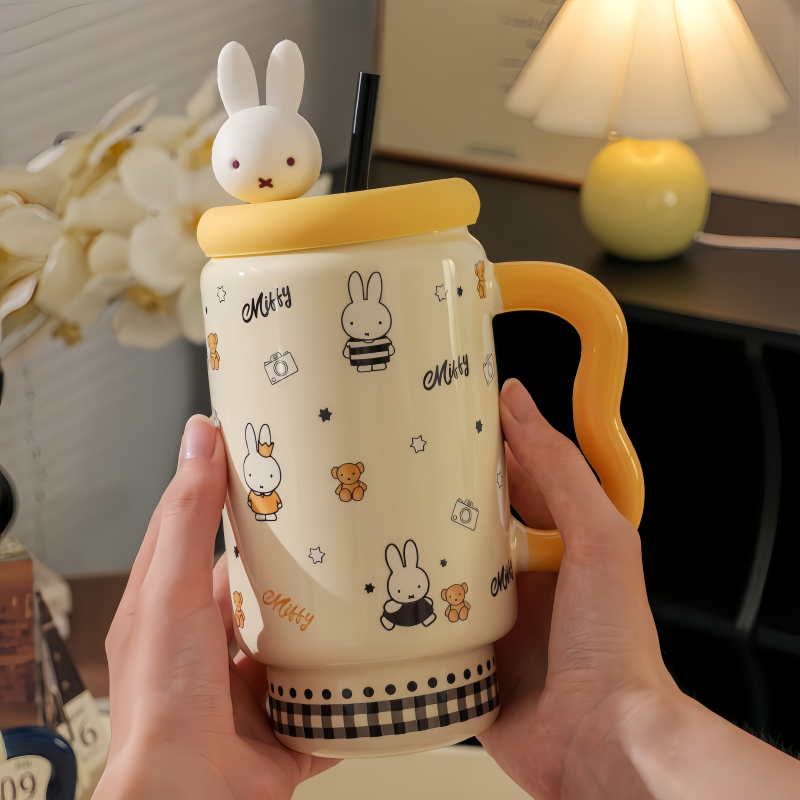 Kawaii Miffy Ceramic Straw Cup - Kitchen Gadgets Aliexpress incelemesi ve fiyatı