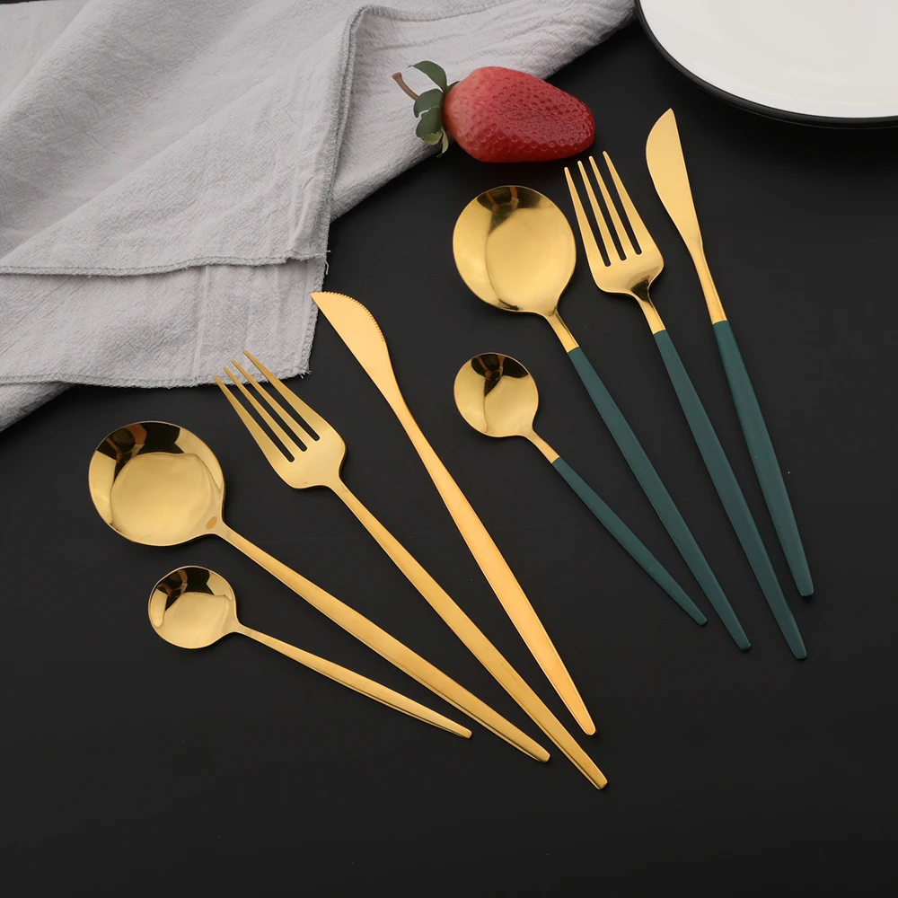 16Pcs Green Gold Dinnerware St - Kitchen Gadgets Green incelemesi ve fiyatı