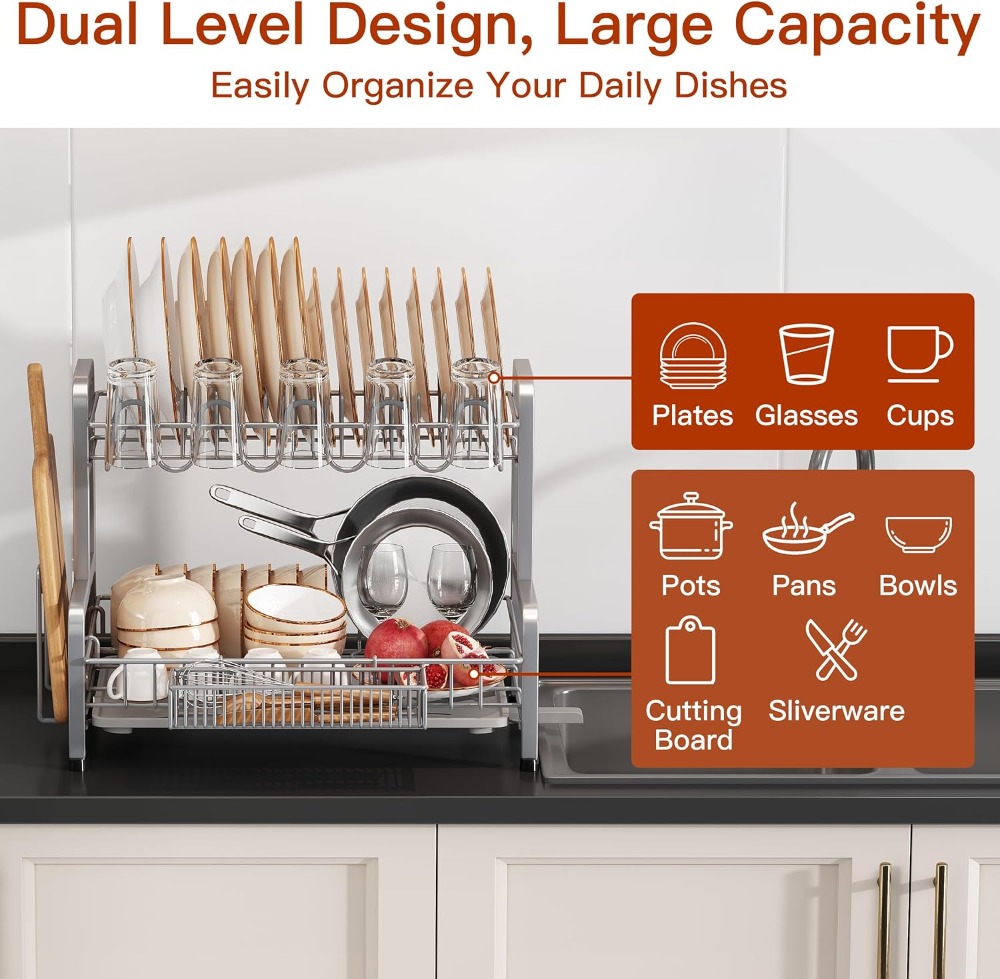 2 Tier Dish Drying Rack for Ki - Stainless Steel Strainer incelemesi ve fiyatı